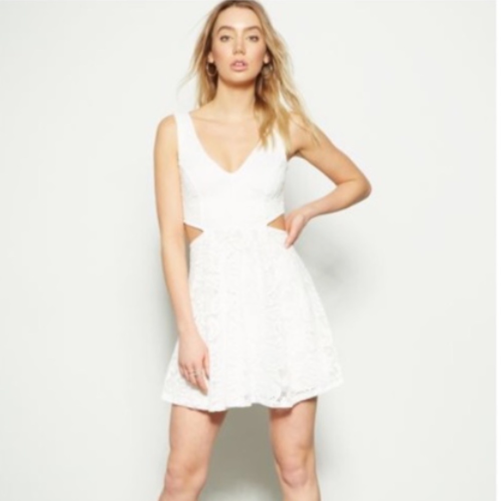 Rue 21 Ivory Lace Cutout Sleeveless Dress